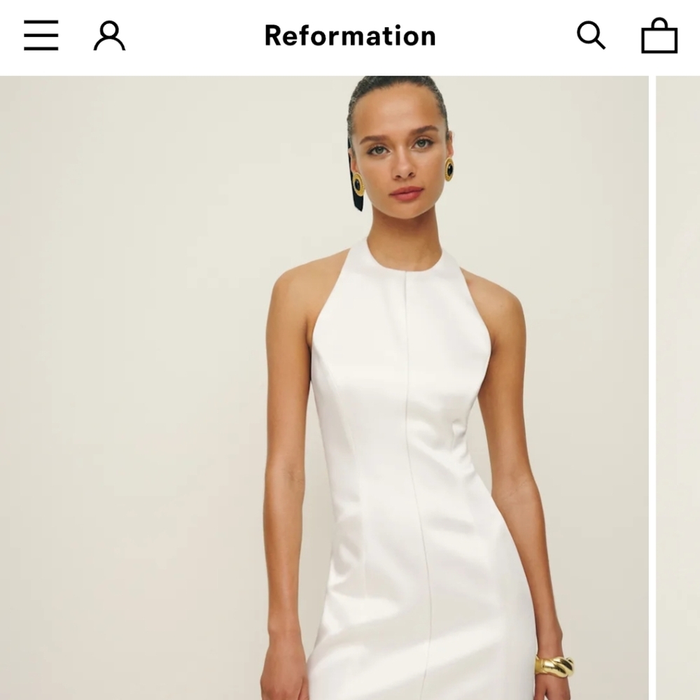 Reformation Anakin Satin Dress Ivory - Size 2